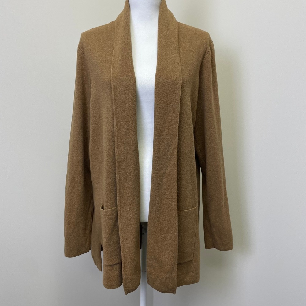 J Crew Chelsea Sweater Blazer Women XL Camel Brown Cotton BA866